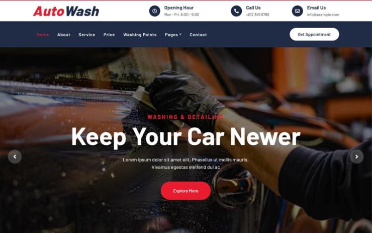 AutoWash – Car Wash Website Template
