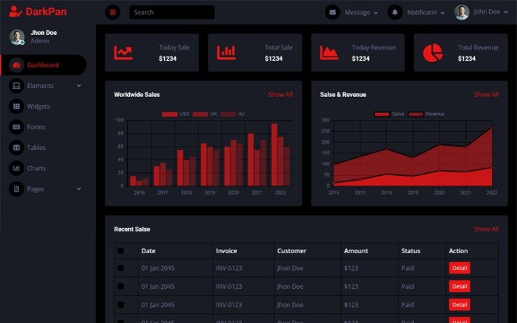 DarkPan – Bootstrap 5 Admin Dashboard Template